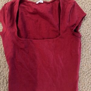 Garage Square Neck Cap Sleeve Women's Top - Red